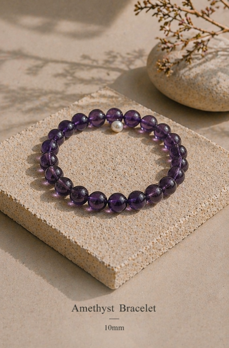Natural Amethyst Bracelet - 10mm
