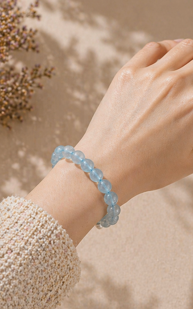 Natural Aquamarine Bracelet - 10mm