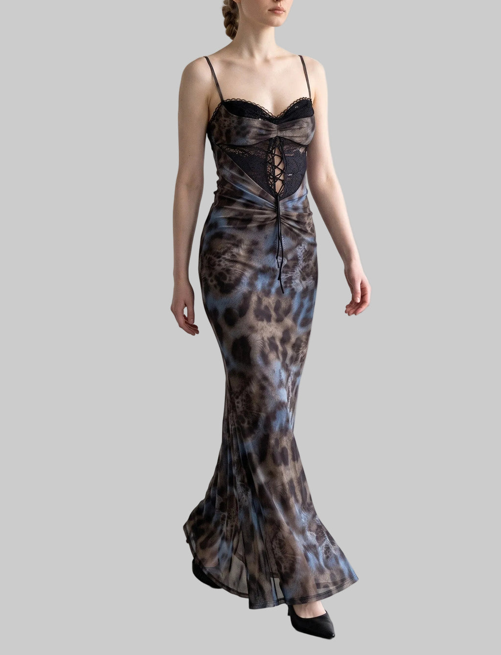 Selene Lace Leopard Maxi Dress
