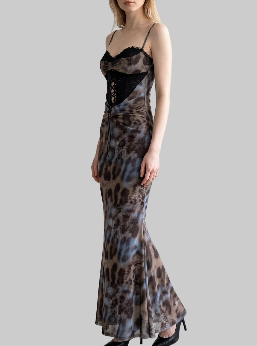 Selene Lace Leopard Maxi Dress