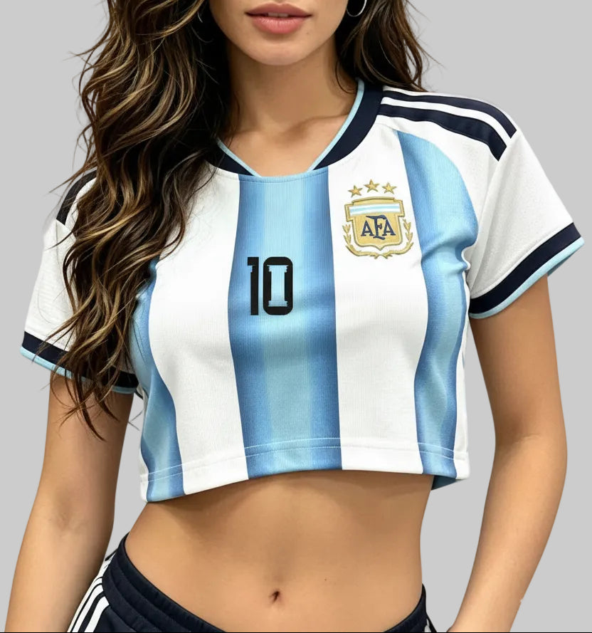Argentina Home Soccer Crop Top Jersey Shirt (2026 Messi Edition)
