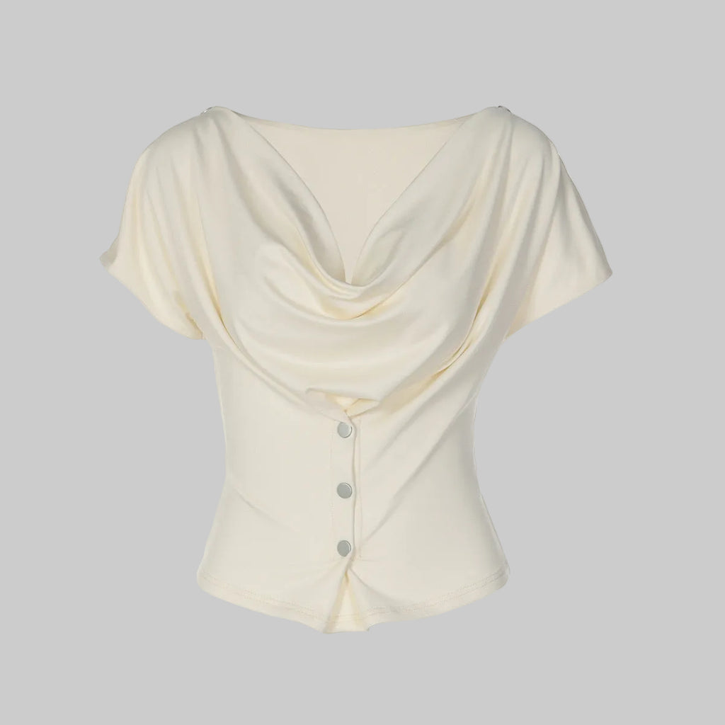 Cream French Cowl Neck Top