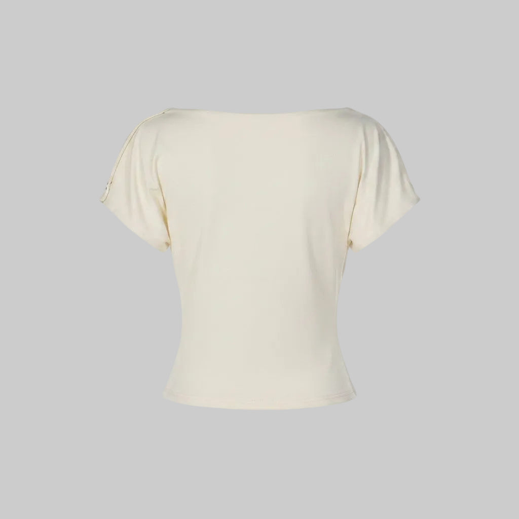 Cream French Cowl Neck Top