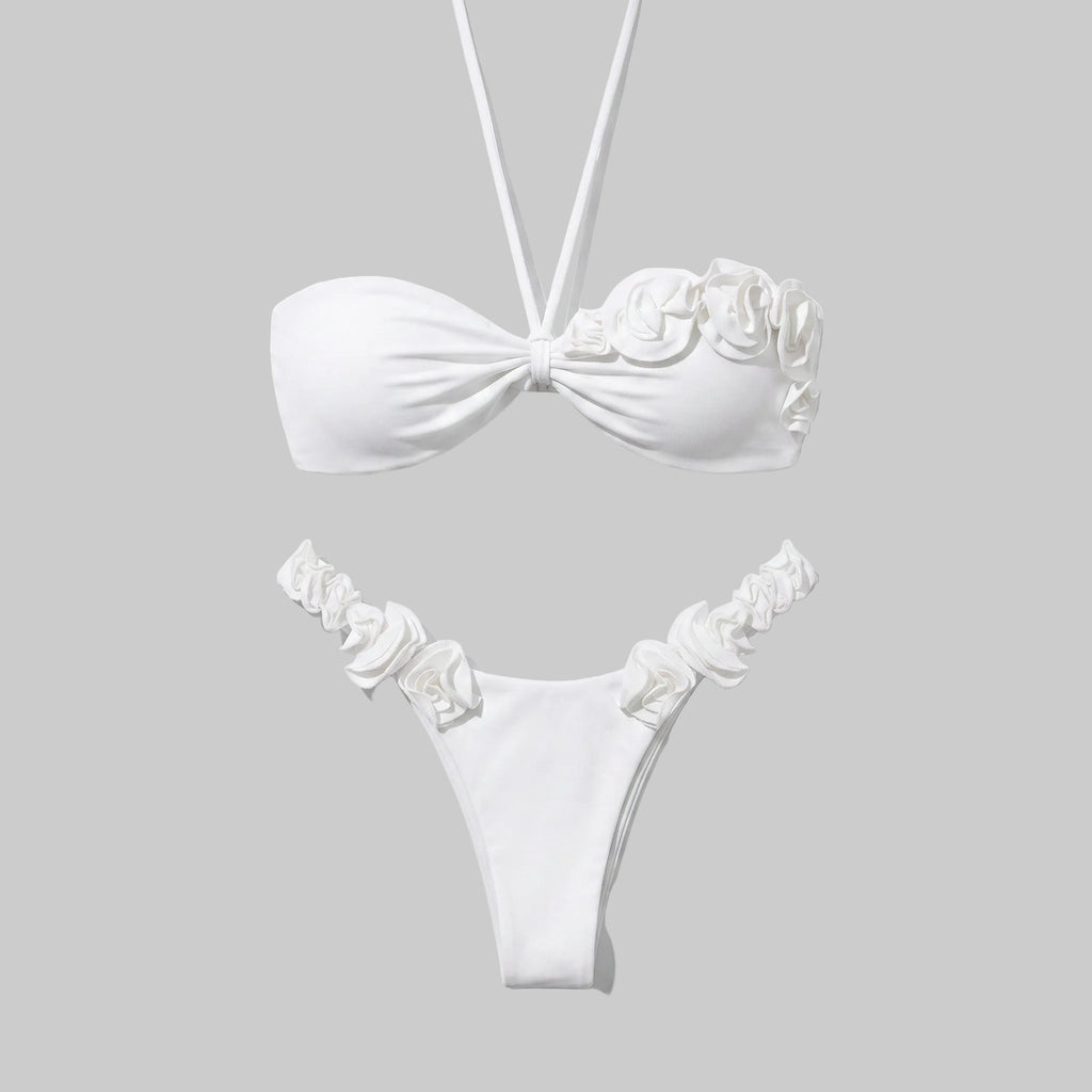 Sweet Chiffon Rose Bikini Set