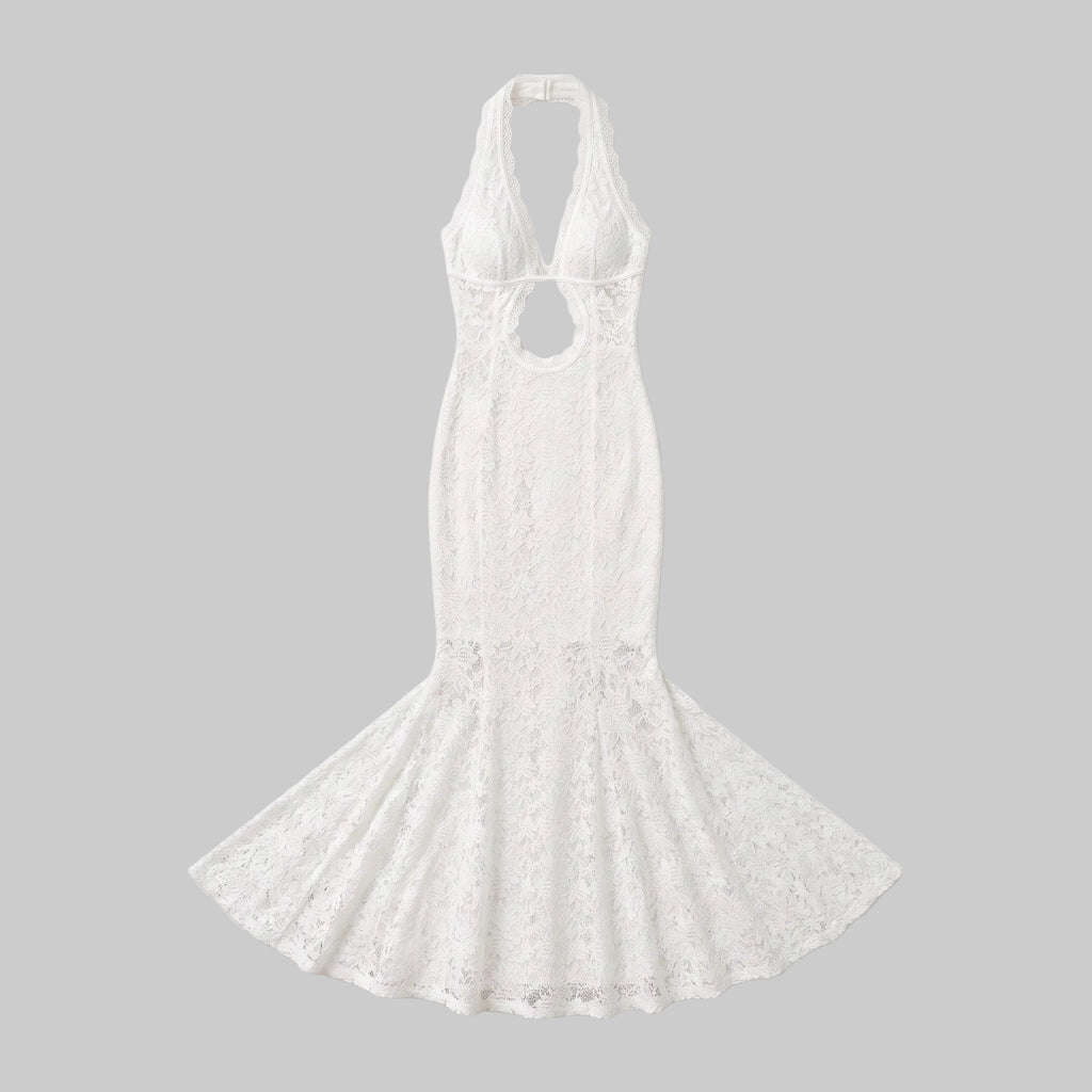 Aura Lace Halter Beach Maxi Dress & Matching Bikini Set