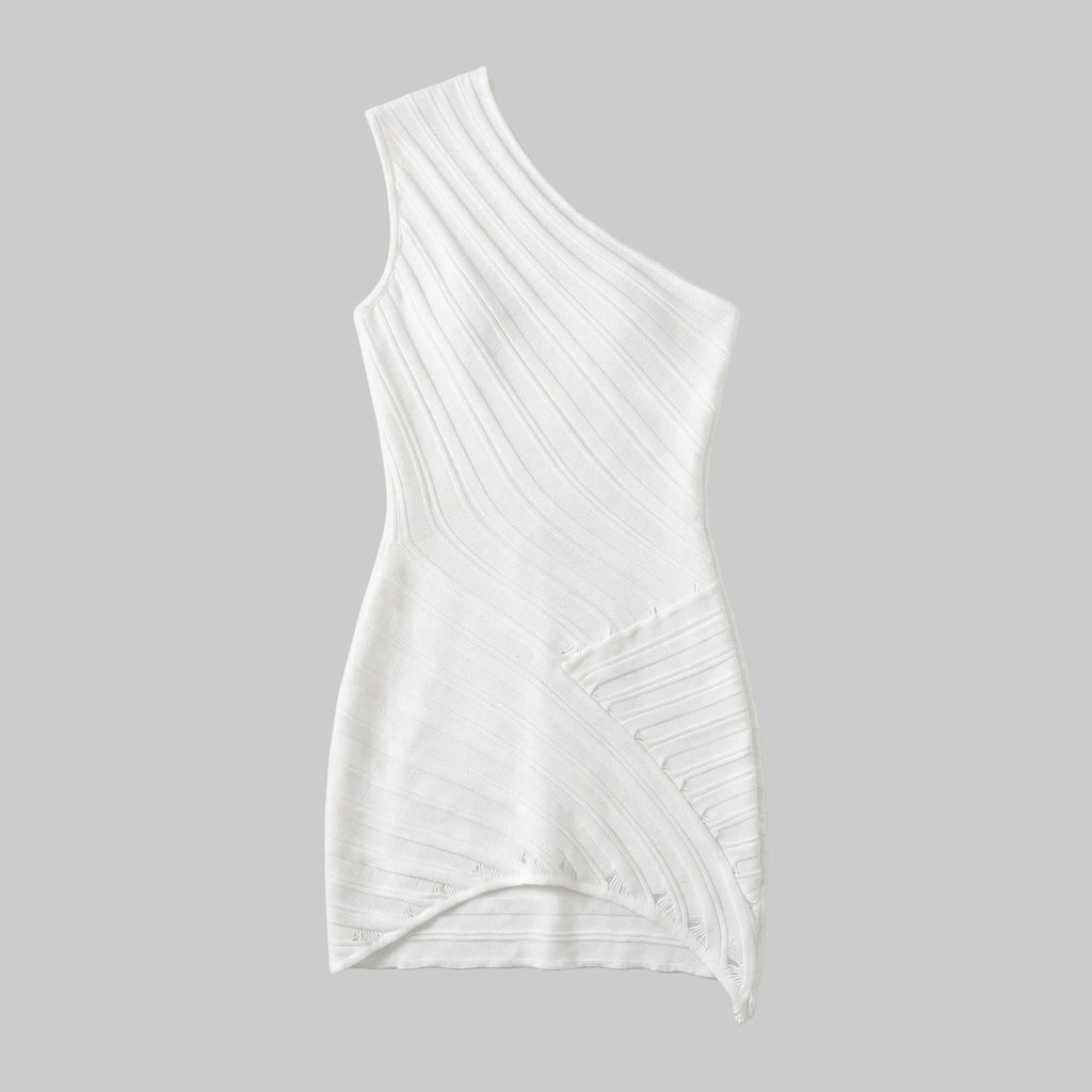 Aria Ribbed One-Shoulder Side Cutout Mini Dress