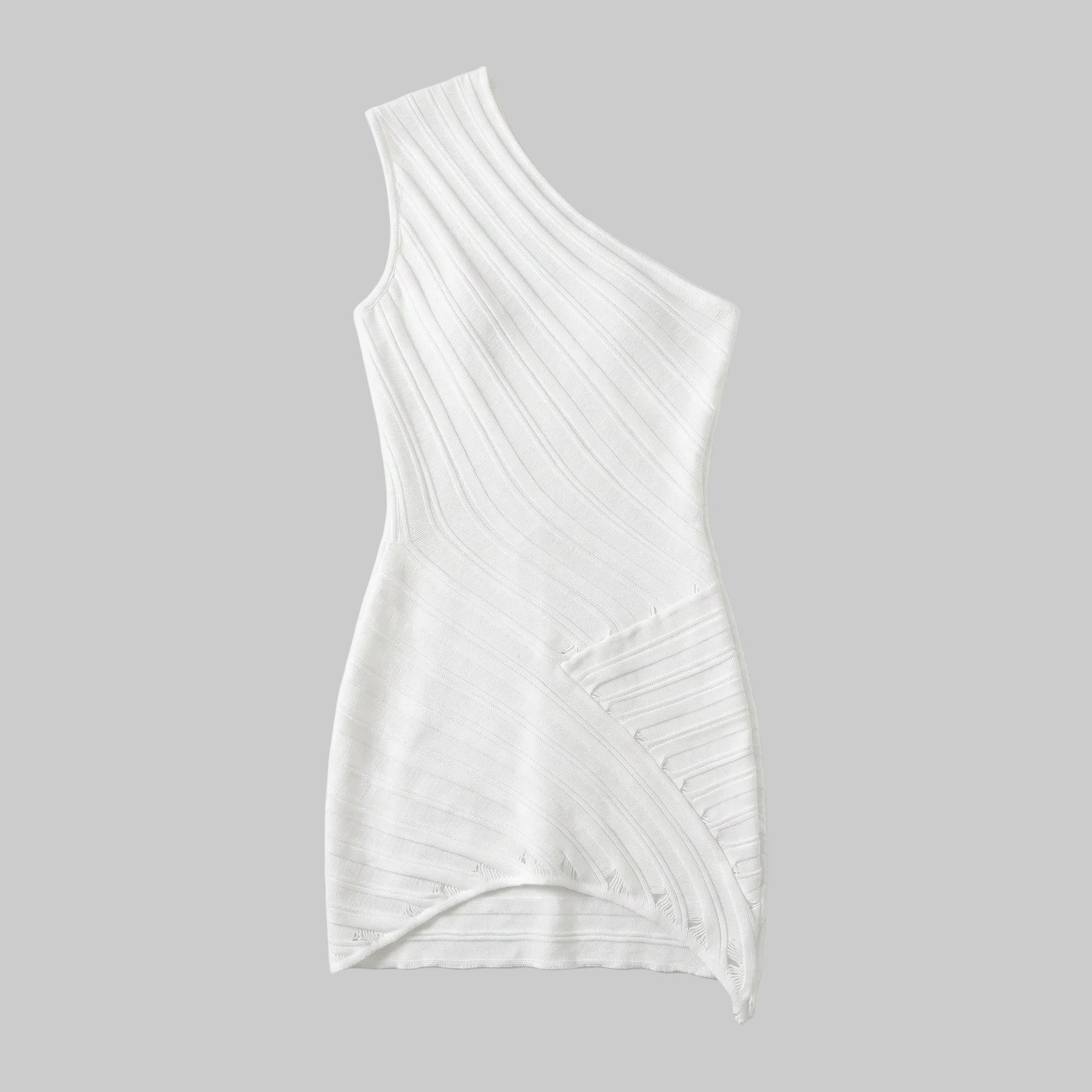 Aria Ribbed One-Shoulder Side Cutout Mini Dress