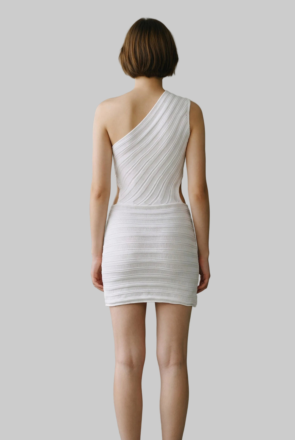 Aria Ribbed One-Shoulder Side Cutout Mini Dress