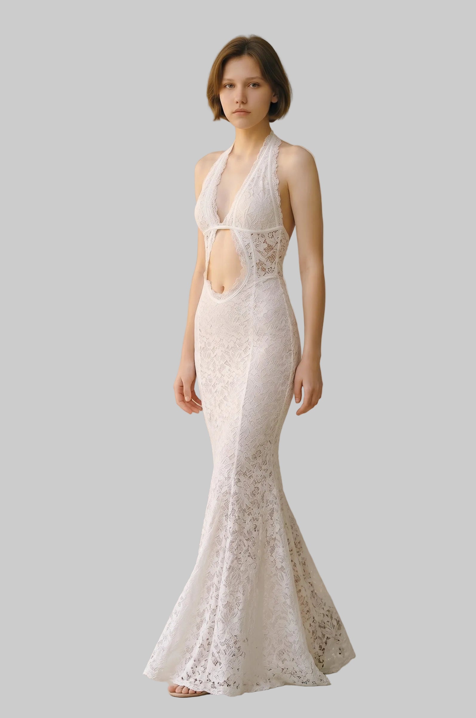 Aura Lace Halter Beach Maxi Dress & Matching Bikini Set