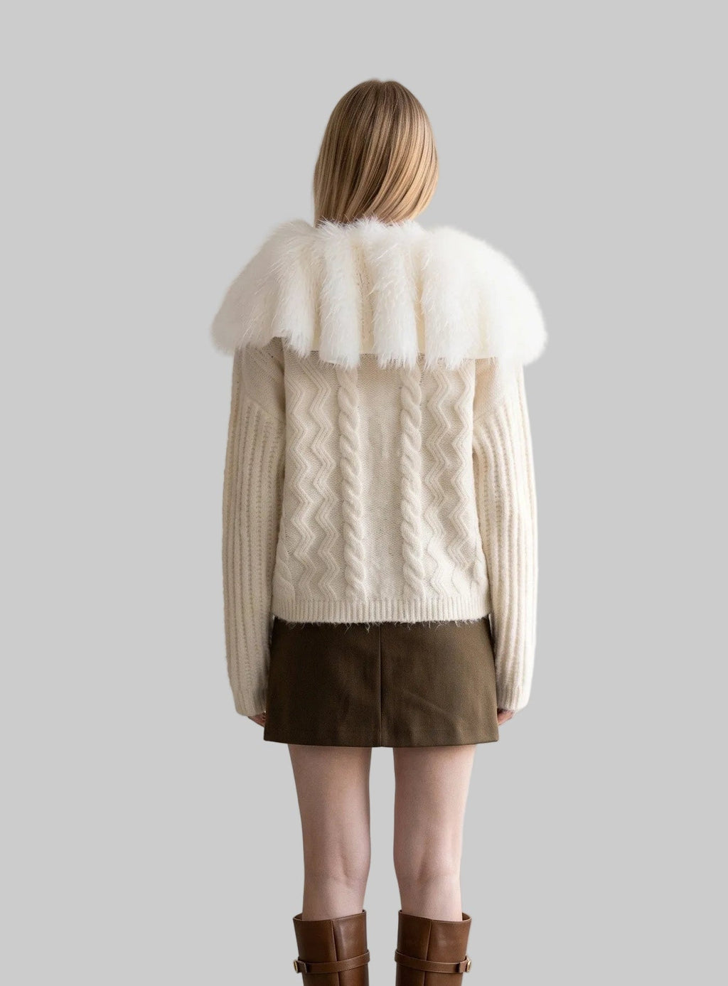 cardigan-back
Back view of the Colette ivory fur collar knit cardigan