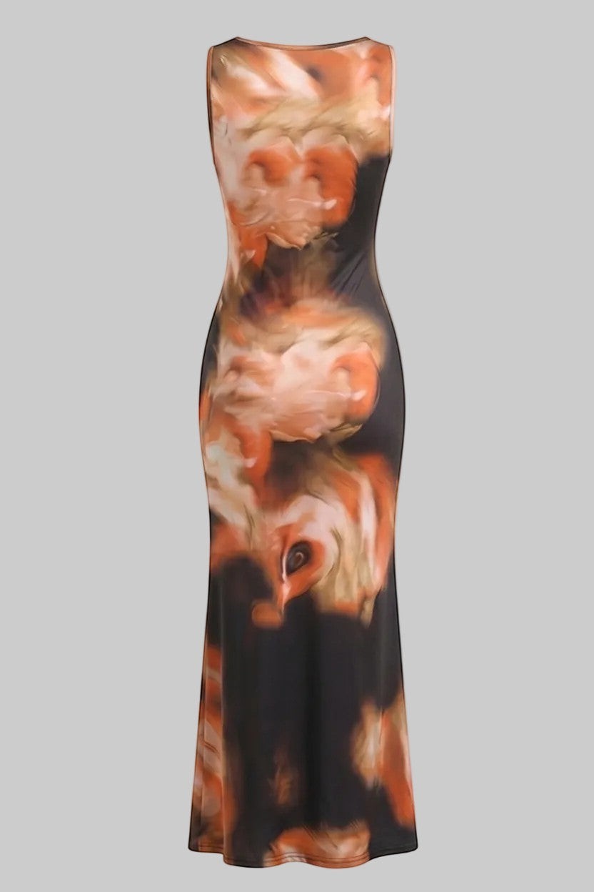 Sexy Cowl Neck Sleeveless Bodycon Long Dress