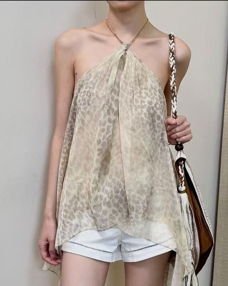 Wild Animal Print Halter Crop Top