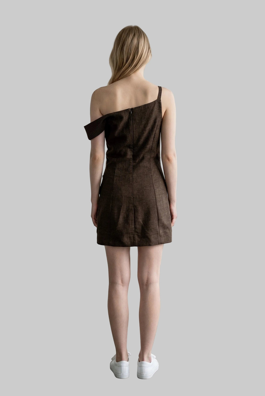Asymmetric Deconstructed Linen Mini Dress
