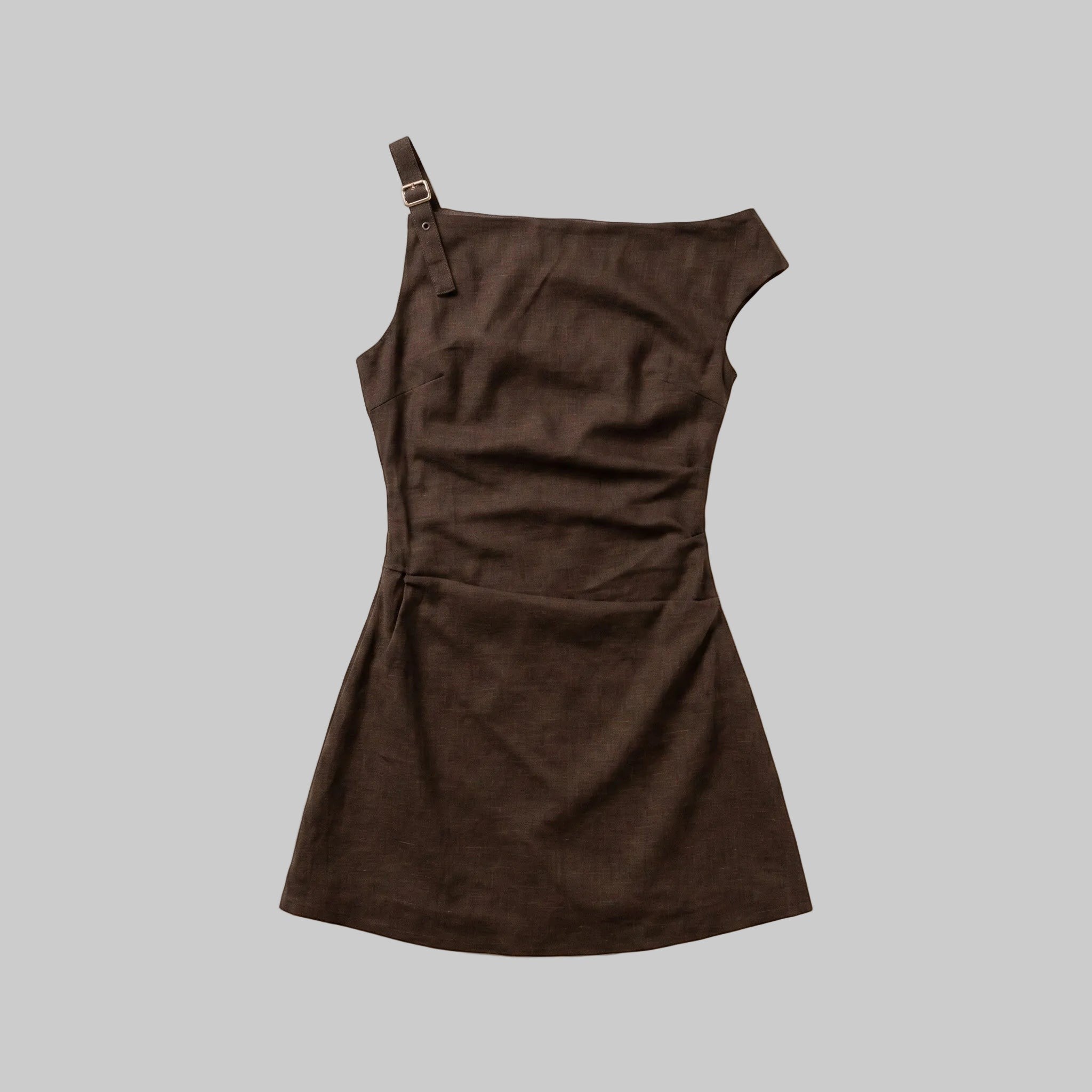 Asymmetric Deconstructed Linen Mini Dress