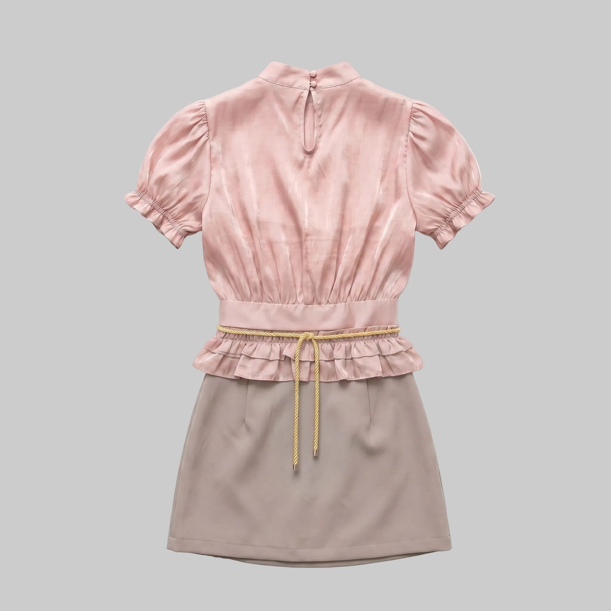 Coquette Puff Sleeve Top and Skirt Two-Piece Set
