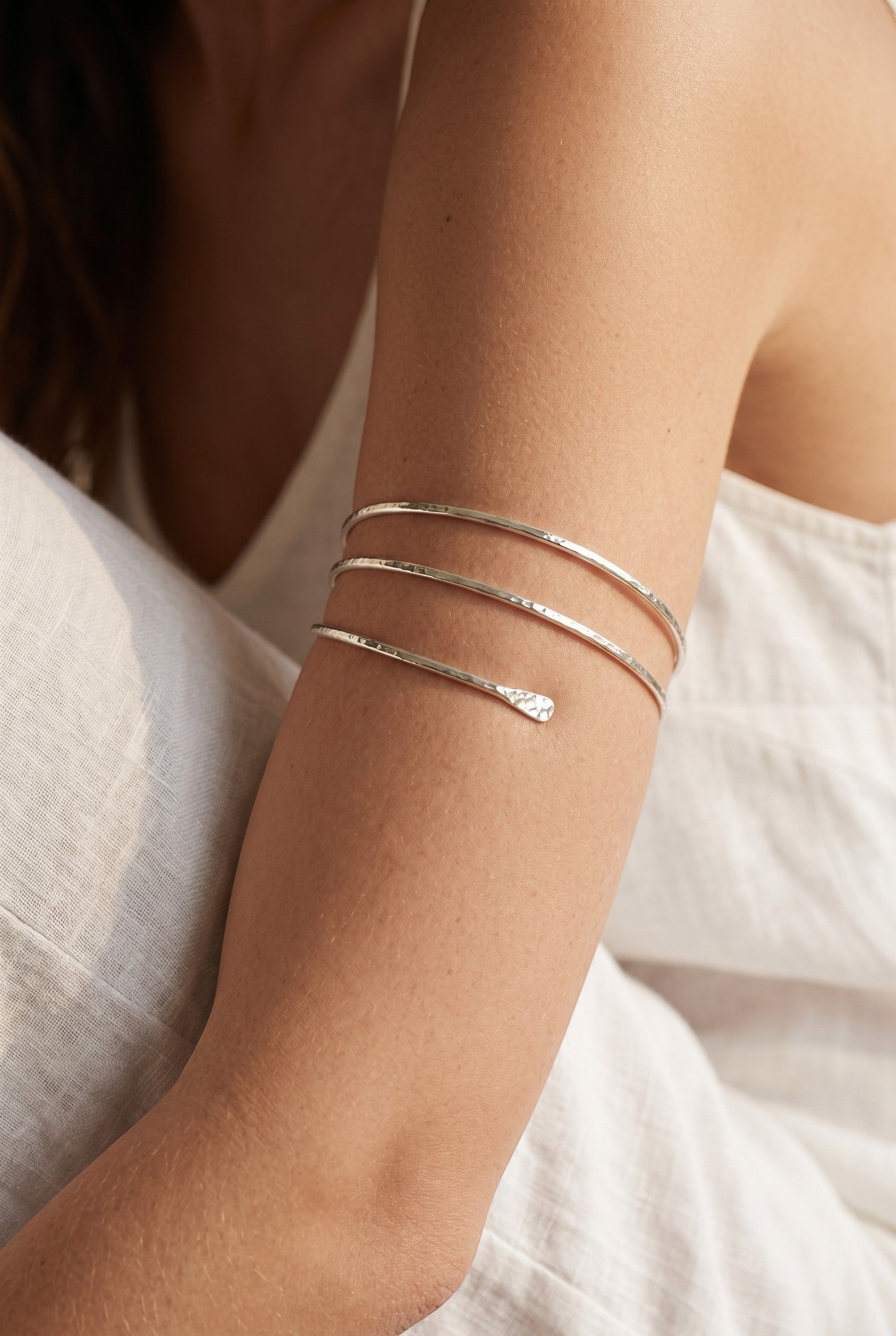 Hammered Spiral Upper Arm Cuff
