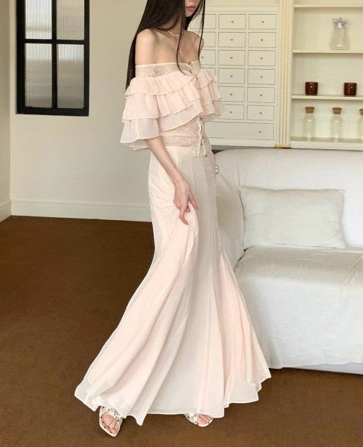 High-Waisted Chiffon Maxi Skirt - Vintage Flowing A-Line Long Skirt