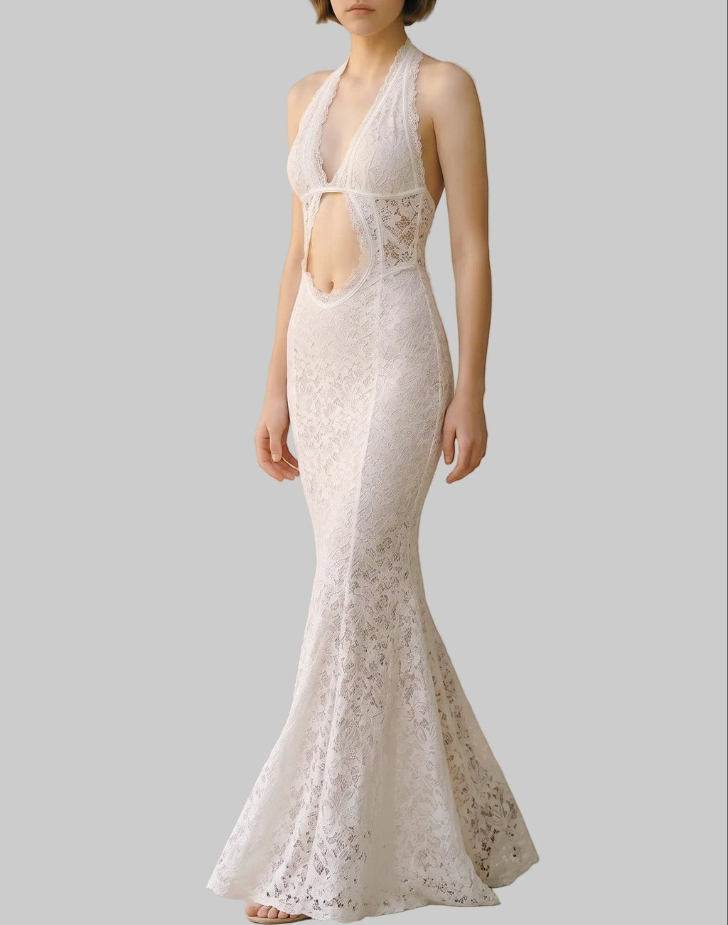 Aura Lace Halter Beach Maxi Dress & Matching Bikini Set