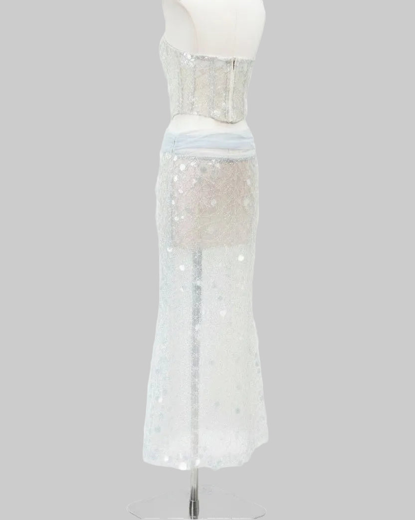 Mermaidcore Shimmering Sequin Maxi Skirt