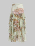 Enchanted Peacock Tiered Ruffle Maxi Skirt