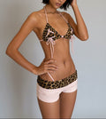 Pink Leopard Bow Coquette Bikini Set