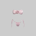 Pink Polka Dot 3D Rose Bikini