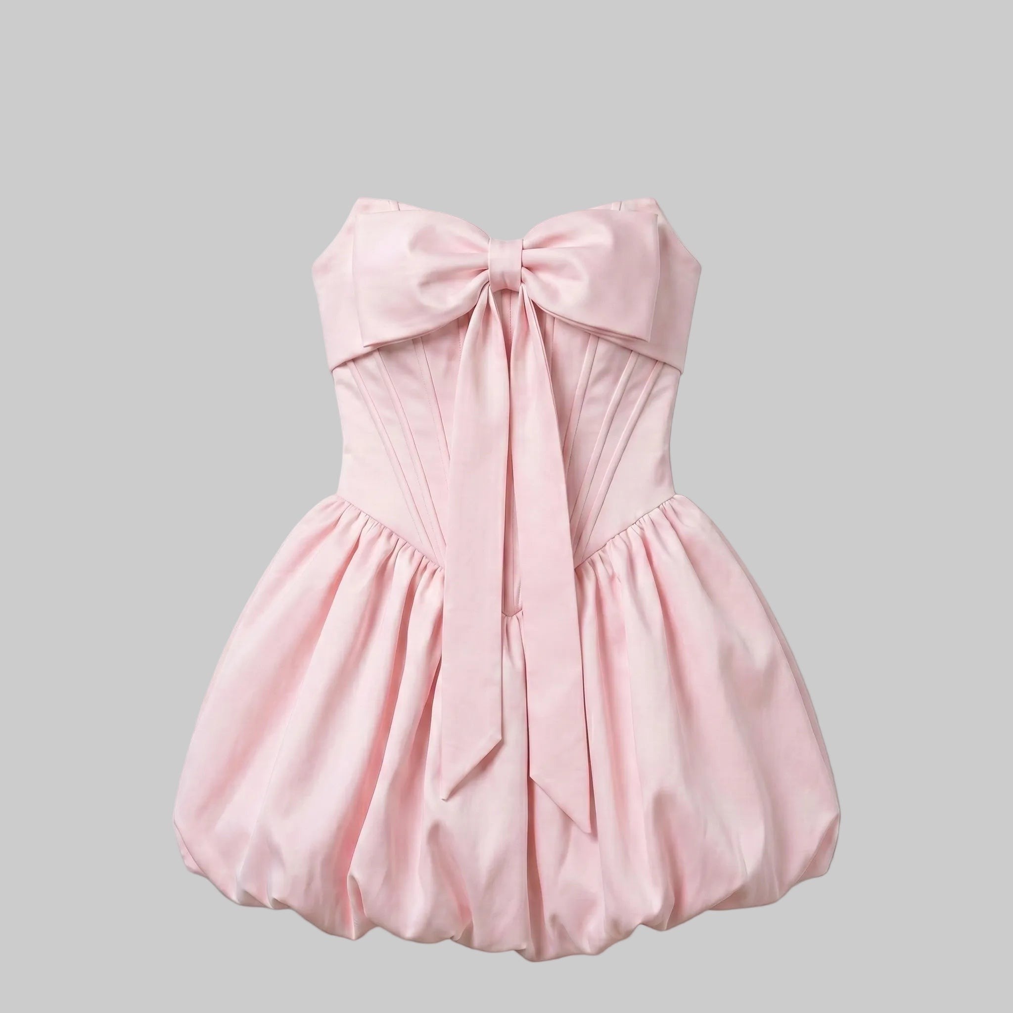 Angelic Pink Satin Ribbon Bustier Bubble Dress
