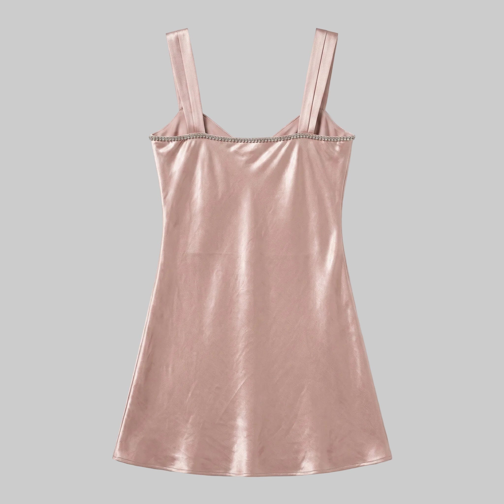 Vintage Beaded Satin Slip Dress with Sequined Bust