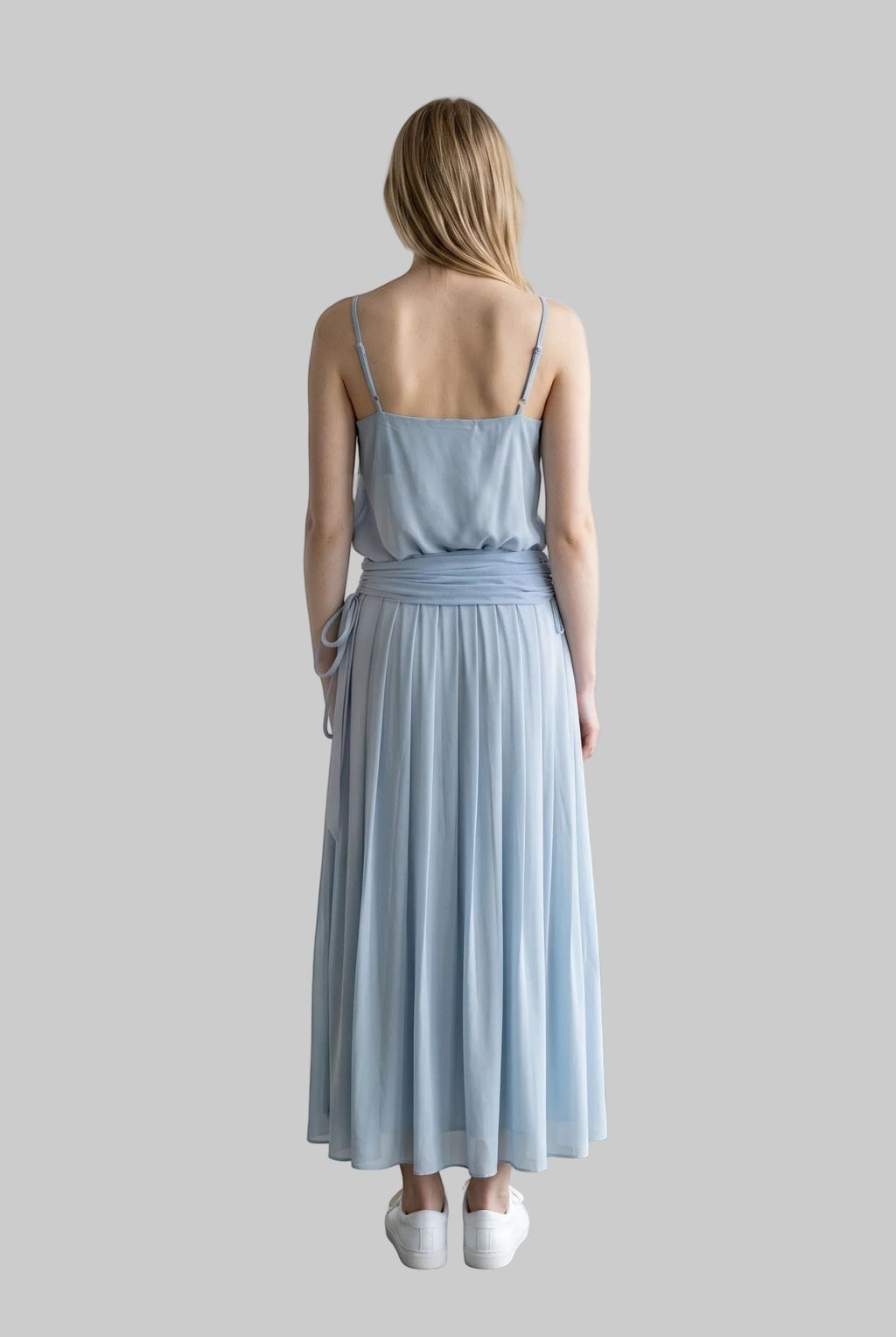 Pleated Drop Waist Cami Maxi Dress