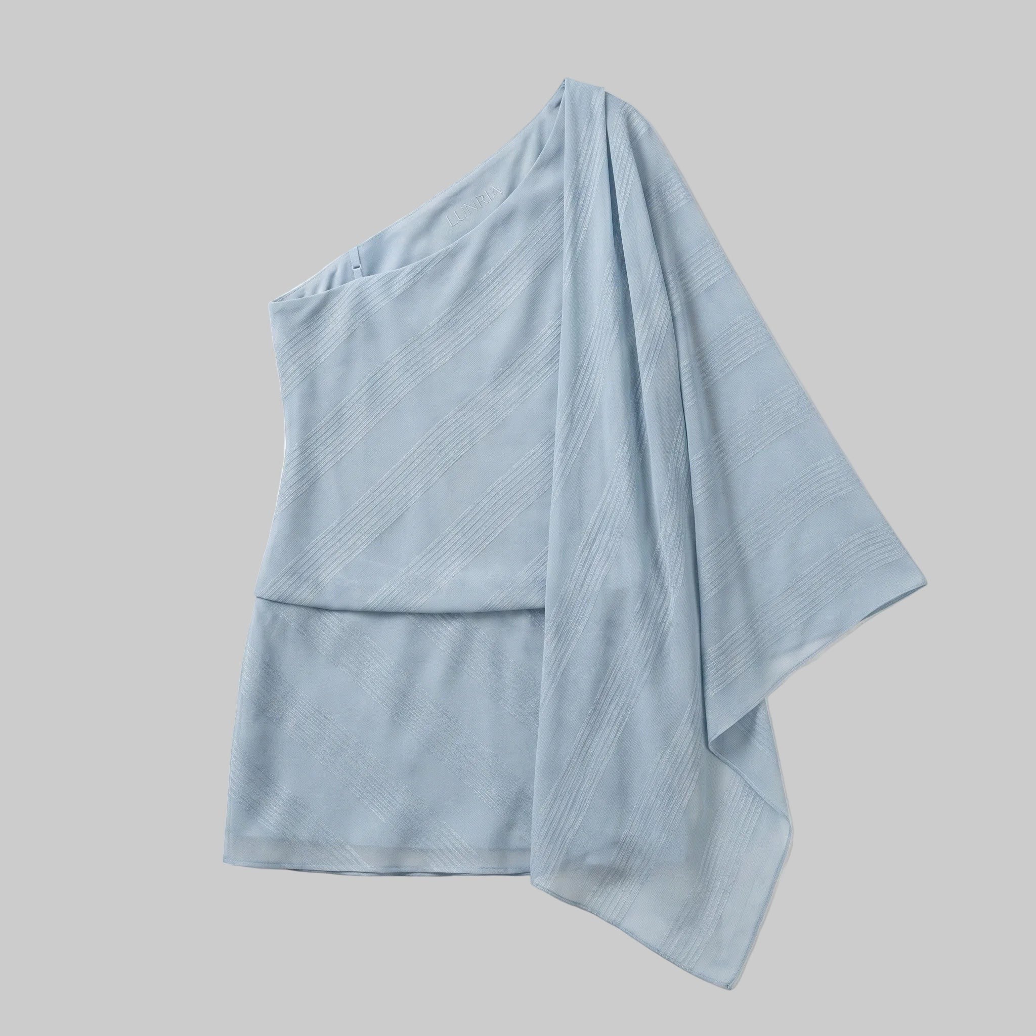 Ocean Breeze Sheer Layered One-Shoulder Dress