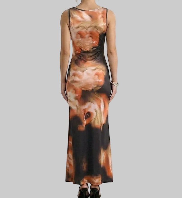 Sexy Cowl Neck Sleeveless Bodycon Long Dress