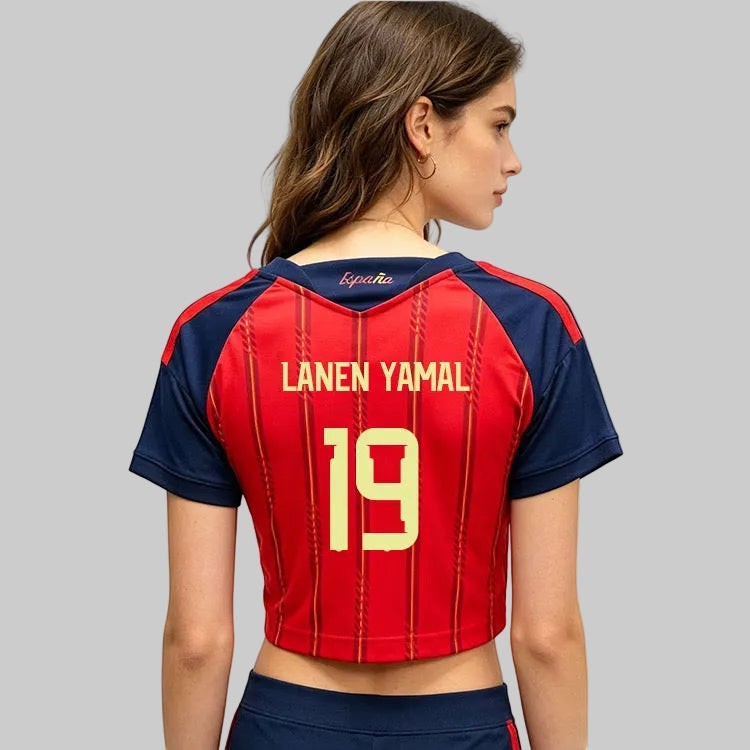 Spain Home Soccer Crop Top Jersey Shirt (2026 Lamine Yamal Edition)