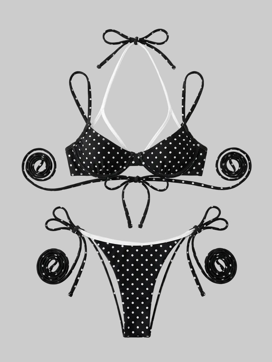Vintage Malibu Layered Polka Dot Bikini Set