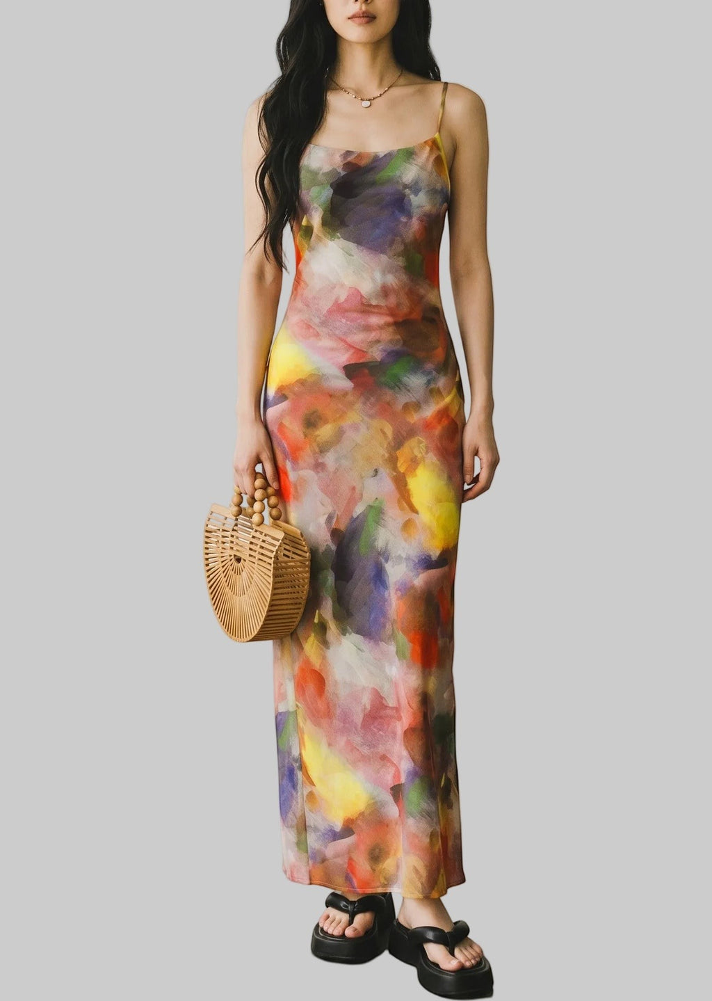 Blurred Floral Watercolor Cami Dress