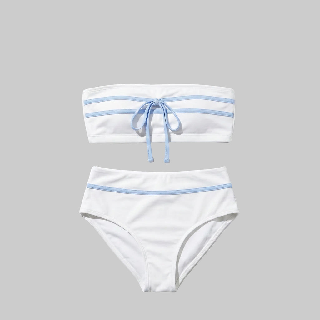 Balletcore Bandeau Bikini Set with Contrast Trim