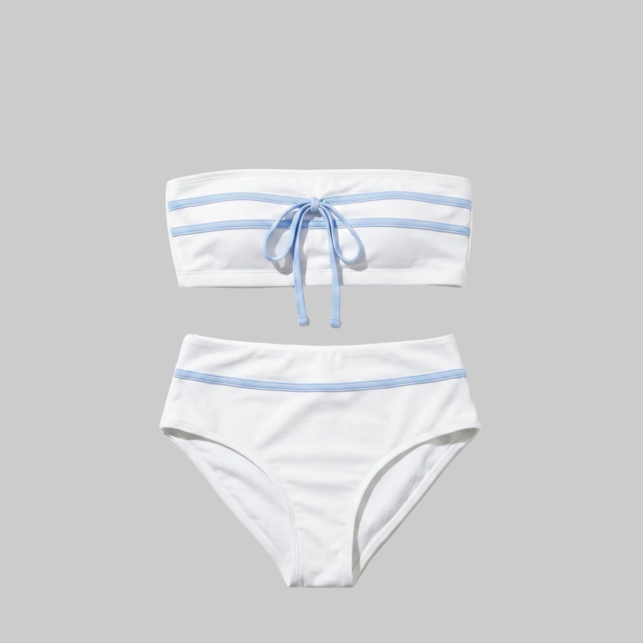 Balletcore Bandeau Bikini Set with Contrast Trim