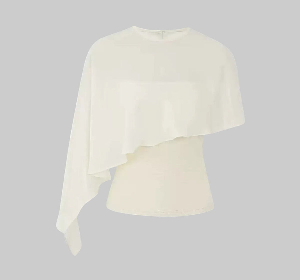 Asymmetric Chiffon Cape Blouse