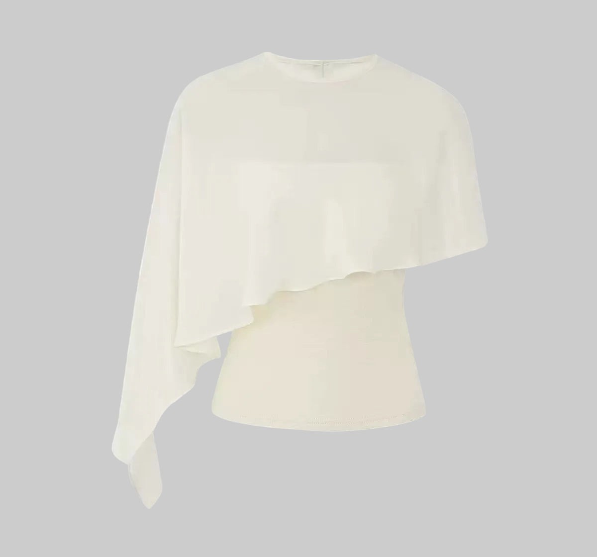 Asymmetric Chiffon Cape Blouse