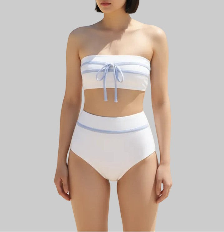 Balletcore Bandeau Bikini Set with Contrast Trim