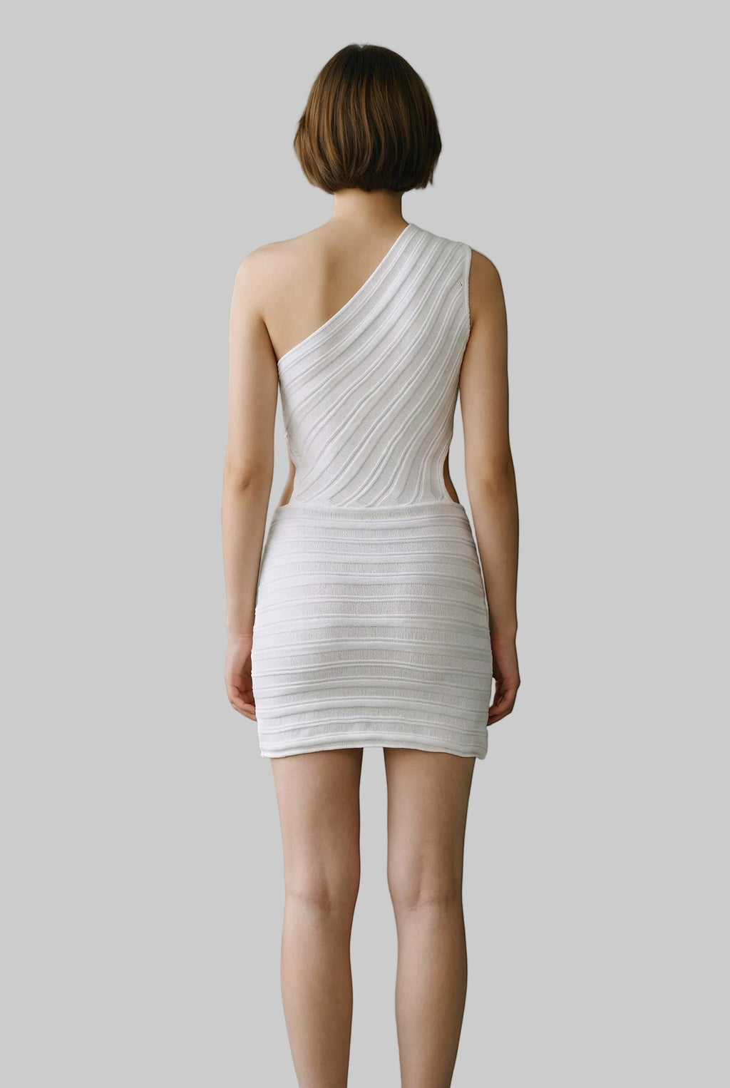 Aria Ribbed One-Shoulder Side Cutout Mini Dress