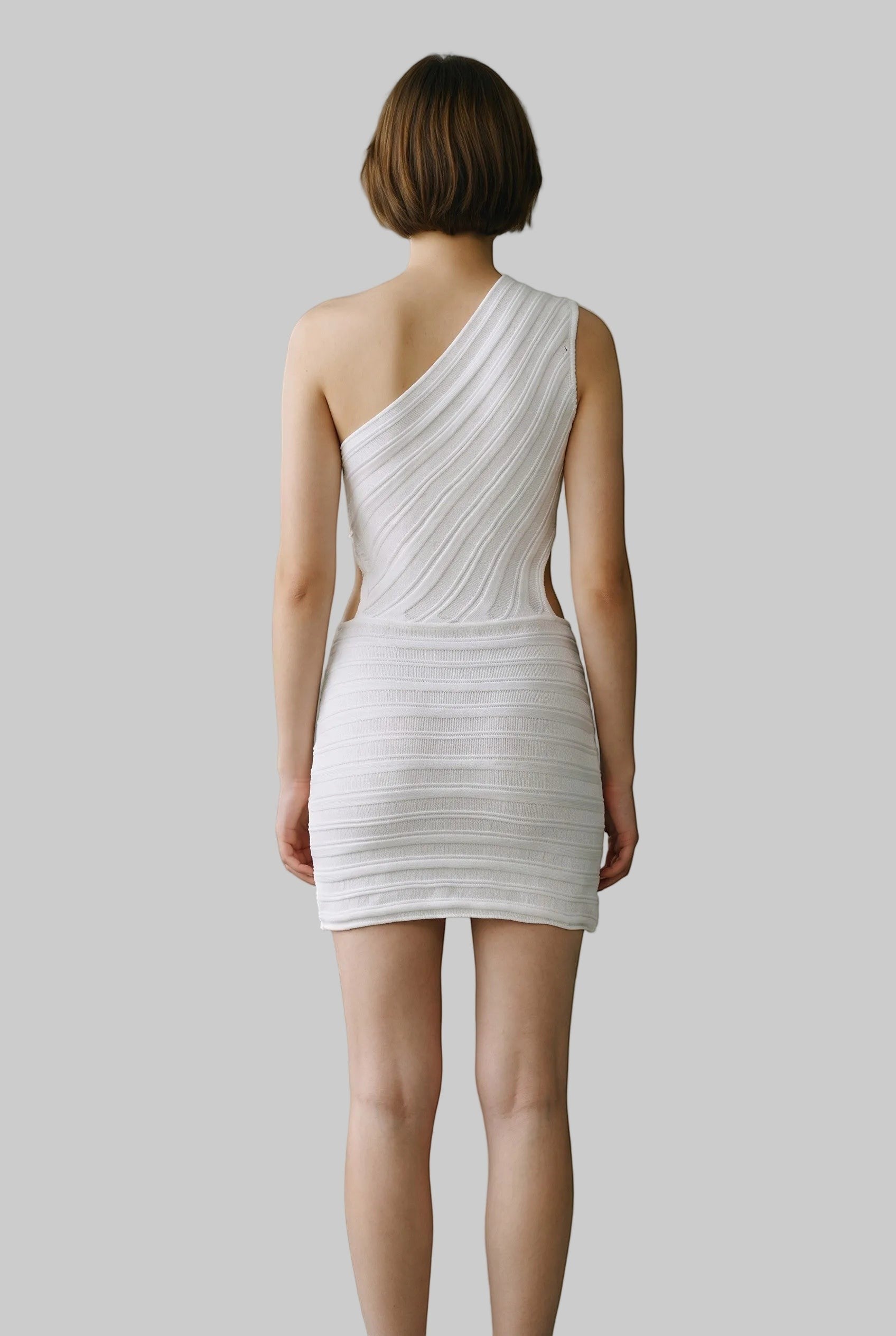 Aria Ribbed One-Shoulder Side Cutout Mini Dress