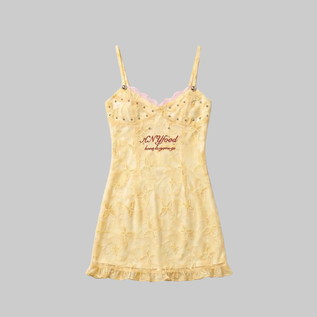 Y2K Edgy Coquette Graphic Lace Mini Dress