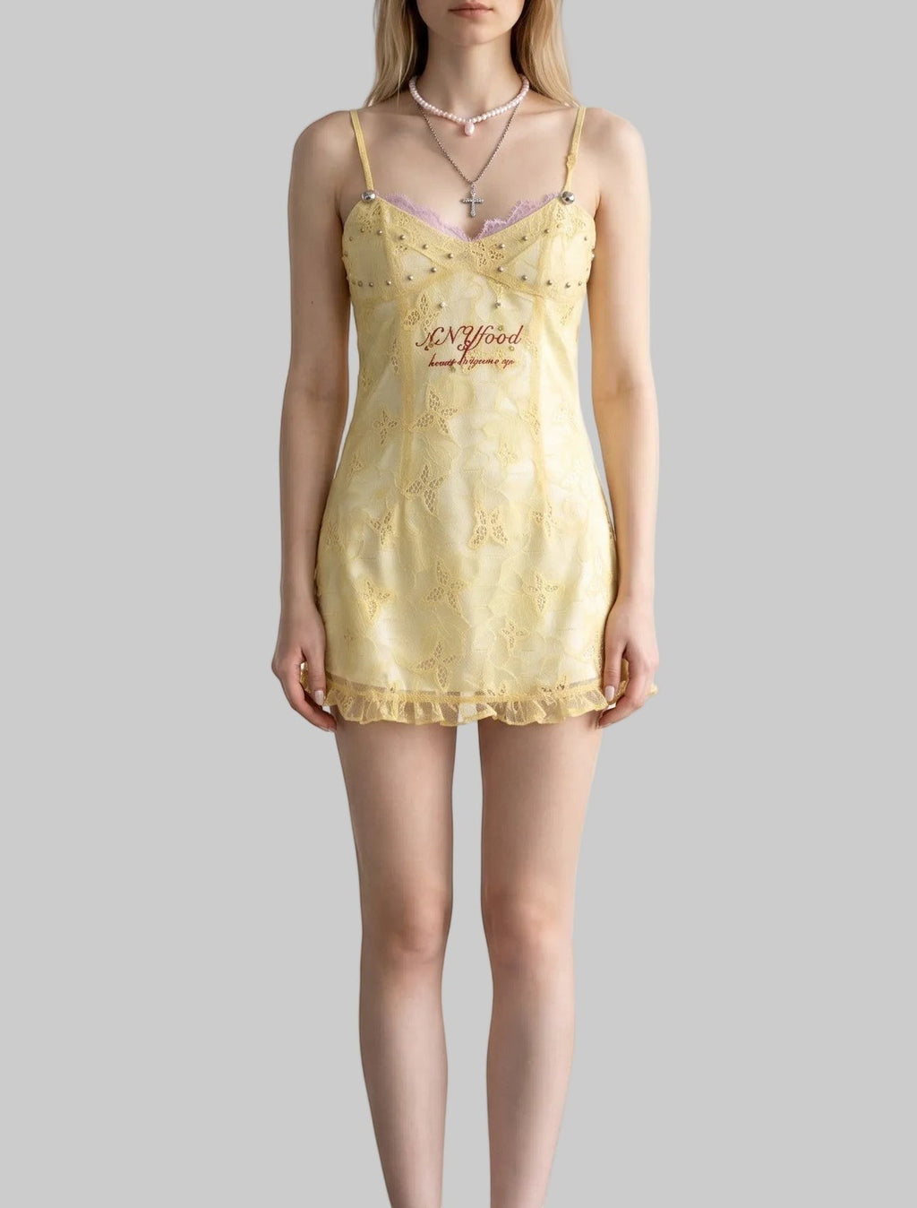 Y2K Edgy Coquette Graphic Lace Mini Dress