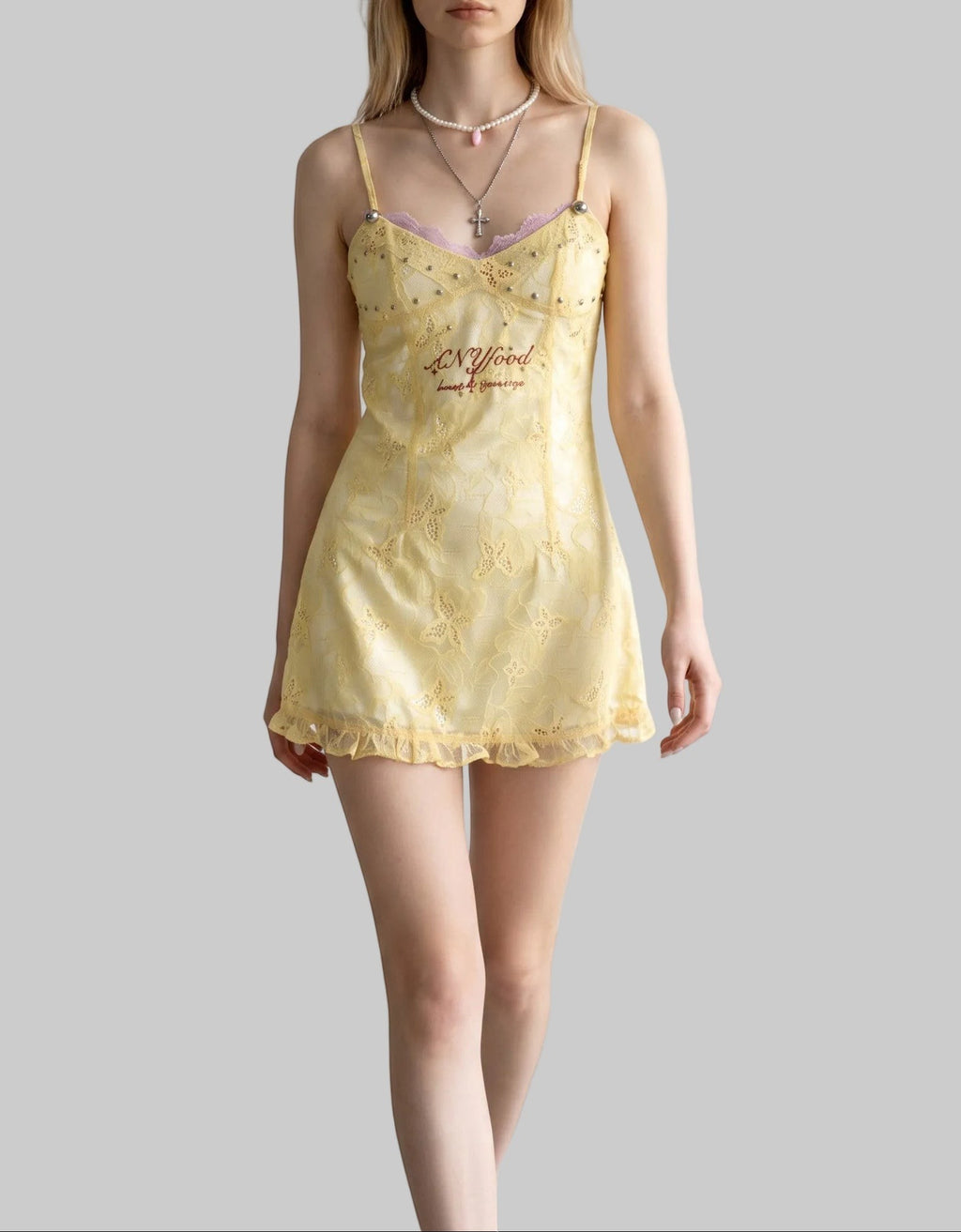 Y2K Edgy Coquette Graphic Lace Mini Dress