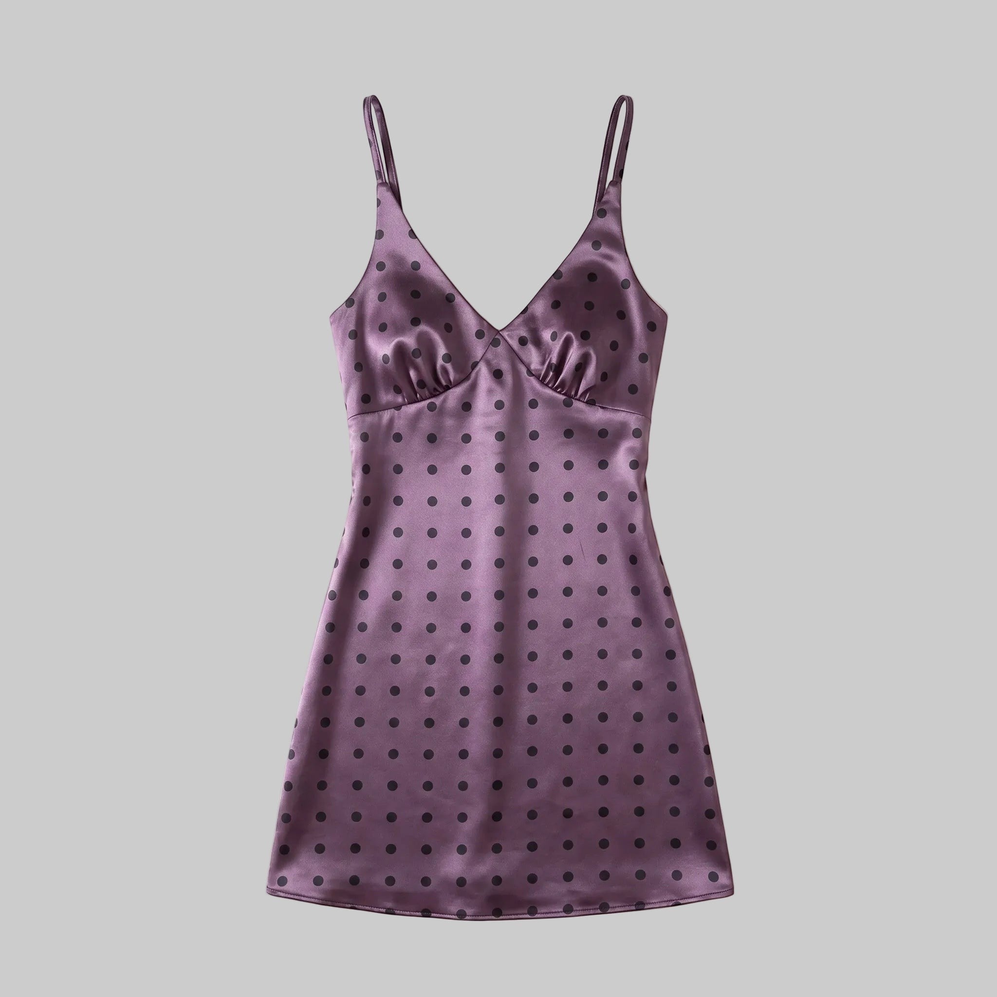 Vintage Polka Dot Satin Lace-Up Slip Dress